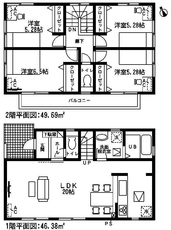 Floor plan. 27,800,000 yen, 4LDK, Land area 126.34 sq m , Building area 96.67 sq m