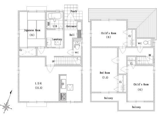 Other building plan example. Building plan example (No. 5 locations) Building price 21.3 million yen, Building area 101.04 sq m