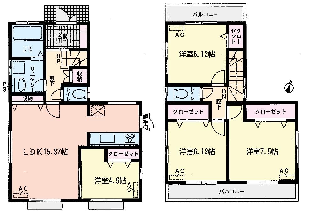 Floor plan. (3 Building), Price 31,800,000 yen, 4LDK, Land area 148.05 sq m , Building area 95.65 sq m