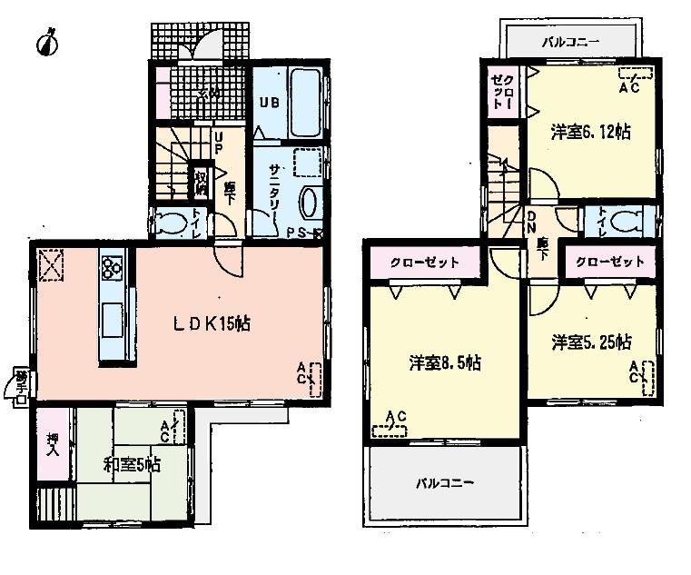 Floor plan. (Building 2), Price 31,800,000 yen, 4LDK, Land area 148.07 sq m , Building area 96.48 sq m
