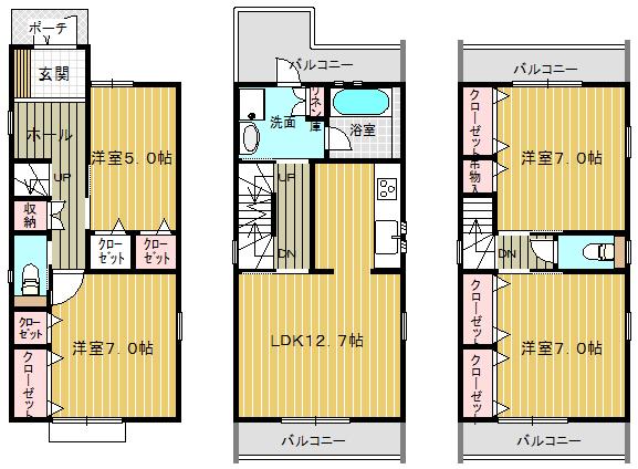 Floor plan. 27.5 million yen, 4LDK, Land area 108.55 sq m , Building area 102.28 sq m All rooms 6 quires more