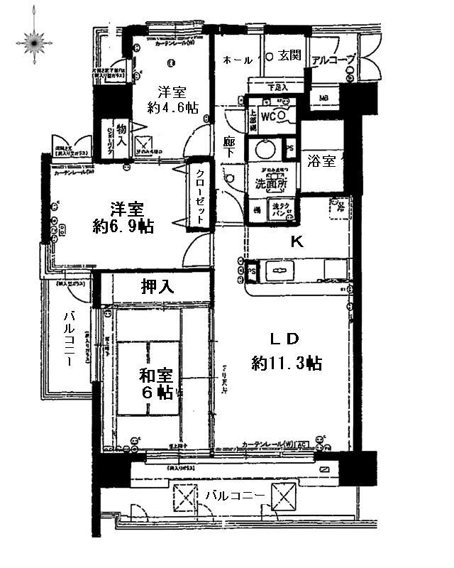 Floor plan. 3LDK, Price 18,700,000 yen, Occupied area 76.53 sq m , Balcony area 17.12 sq m