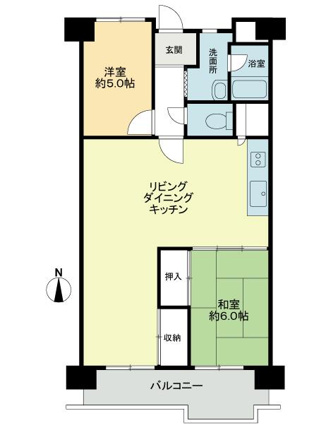 Floor plan. 2LDK, Price 13,900,000 yen, Footprint 67.1 sq m , Balcony area 9.12 sq m