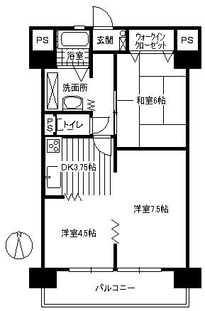 Floor plan. 3DK, Price 10 million yen, Occupied area 43.58 sq m , Balcony area 3 sq m