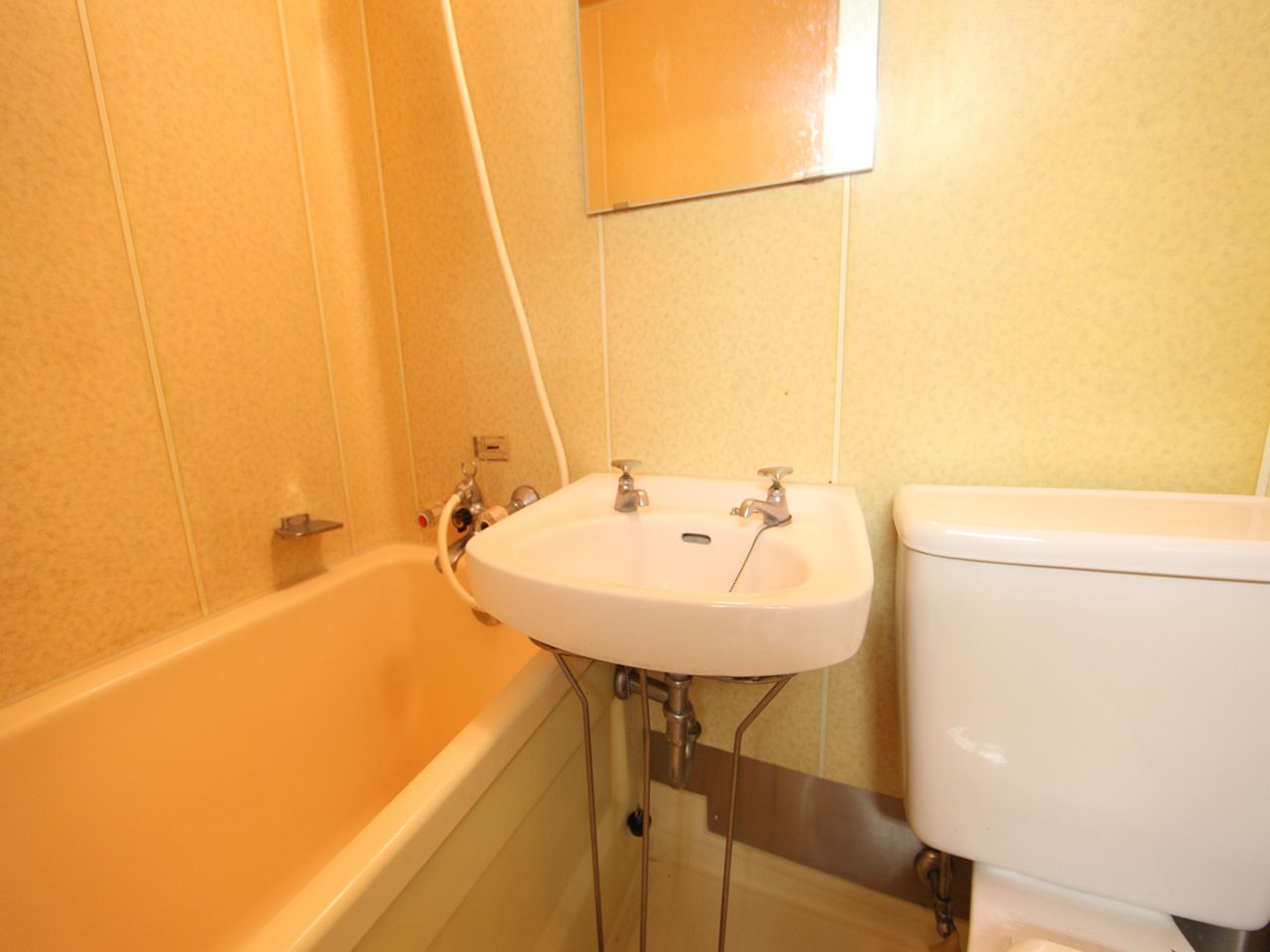 Washroom. Wash basin is attached to the bathroom