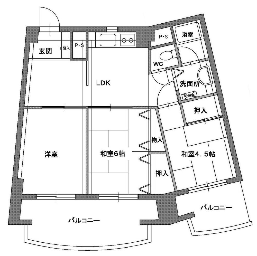Floor plan. 3LDK, Price 11 million yen, Occupied area 55.43 sq m , Balcony area 15.86 sq m
