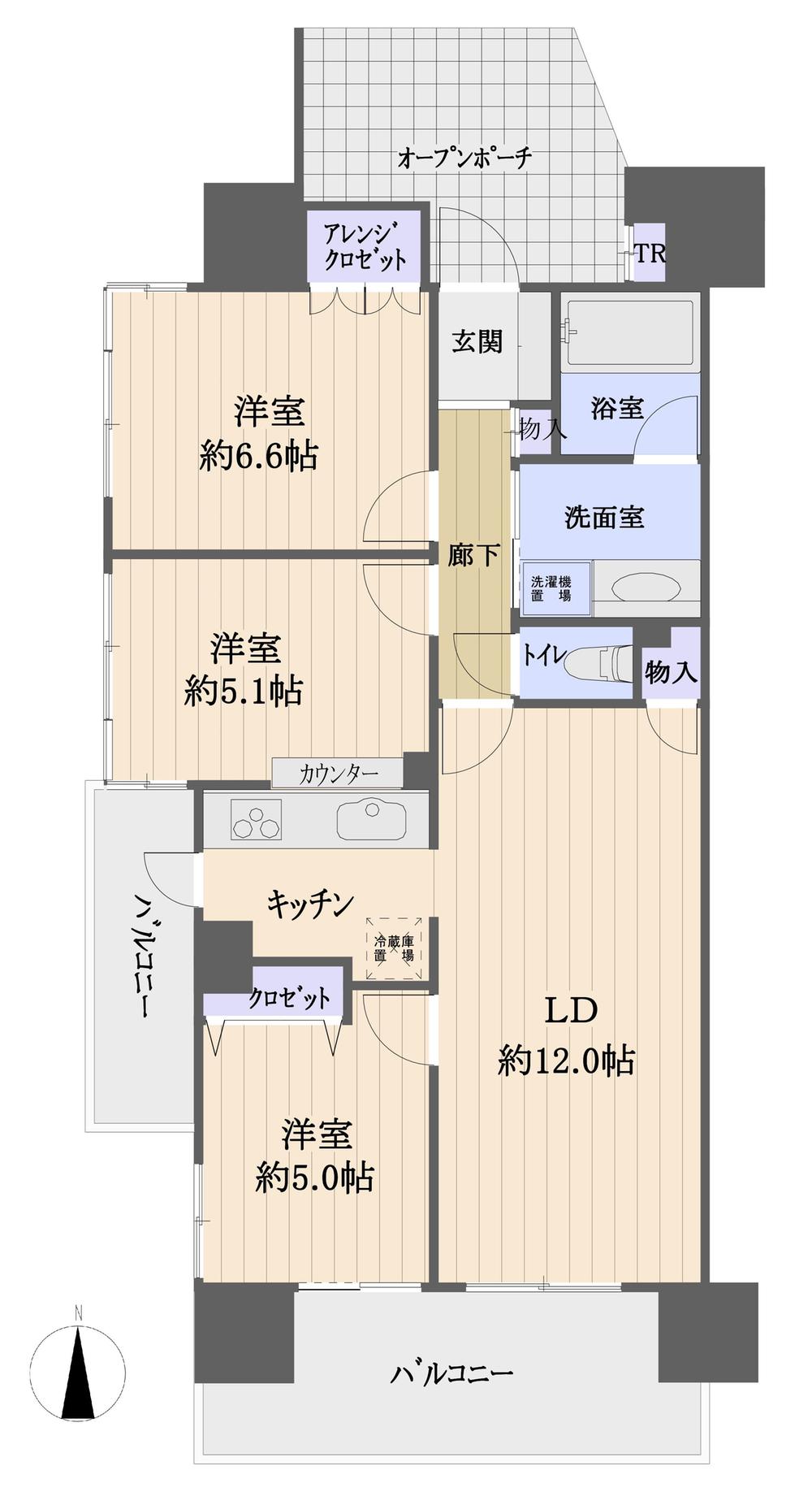 Floor plan. 3LDK, Price 23.8 million yen, Footprint 70.4 sq m , Balcony area 10.64 sq m