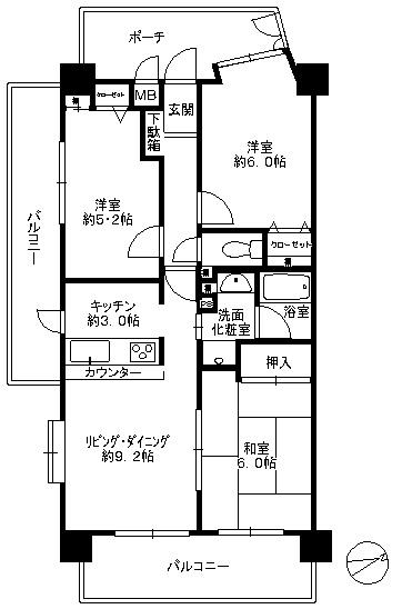 Floor plan. 3LDK, Price 16.8 million yen, Occupied area 63.45 sq m , Balcony area 18.18 sq m