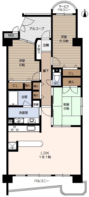 Floor plan. 3LDK, Price 23.2 million yen, Footprint 82.6 sq m