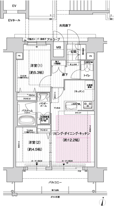 Floor: 2LDK, the area occupied: 52.2 sq m, Price: 23,751,000 yen