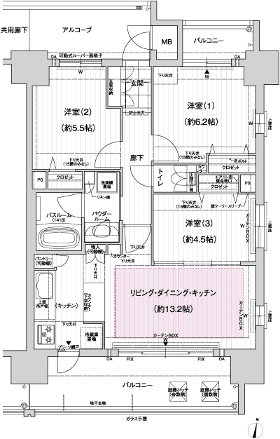Floor: 3LDK, occupied area: 65.31 sq m, Price: 32,480,000 yen
