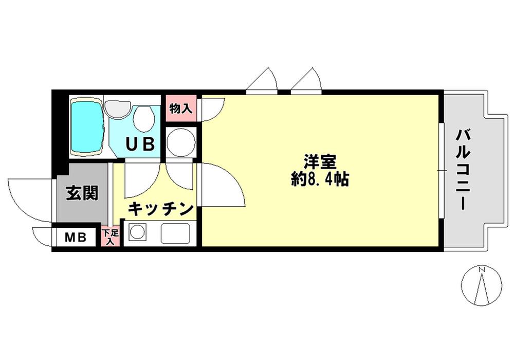 Floor plan. 1K, Price 4.3 million yen, Occupied area 21.75 sq m , Between the balcony area 3.22 sq m floor plan