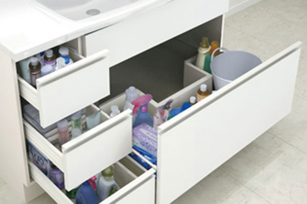 Bathing-wash room.  [Cabinet under storage] It is taken out easily all slide cabinet specifications in the back of the thing. Also, Convenient health meter space have been installed to accommodate the puzzles tend scales in place (same specifications)