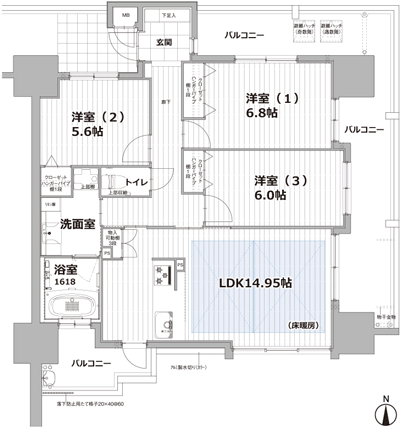 Floor: 3LDK, occupied area: 77.03 sq m, Price: 29.8 million yen