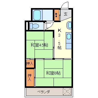 Floor plan. 2K, Price 4.3 million yen, Occupied area 31.08 sq m , Balcony area 5.5 sq m