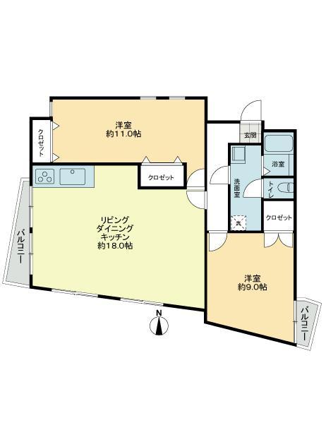 Floor plan. 2LDK, Price 14.5 million yen, Occupied area 82.76 sq m , Balcony area 7.3 sq m