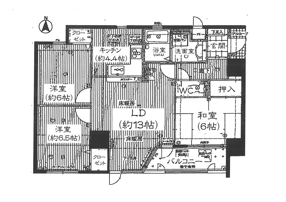 Floor plan. 3LDK, Price 20.8 million yen, Footprint 75.9 sq m , Balcony area 5.73 sq m