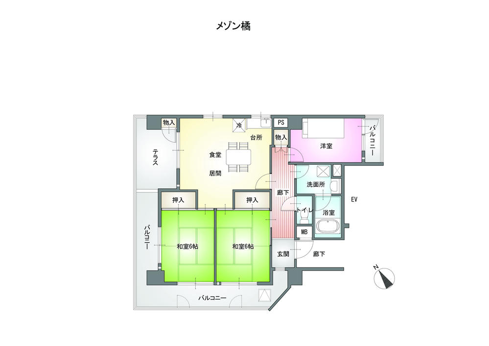 Floor plan. 3LDK, Price 12.8 million yen, Footprint 66.5 sq m , Balcony area 27.89 sq m top floor angle room property.