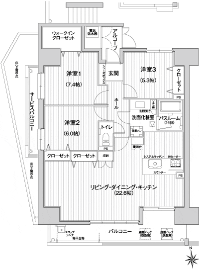 Floor: 3LDK, occupied area: 90.25 sq m, Price: 29,580,000 yen
