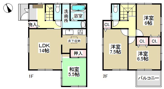 25,800,000 yen, 4LDK, Land area 104.38 sq m , Building area 93.96 sq m   ◆ With south balcony ◆ 