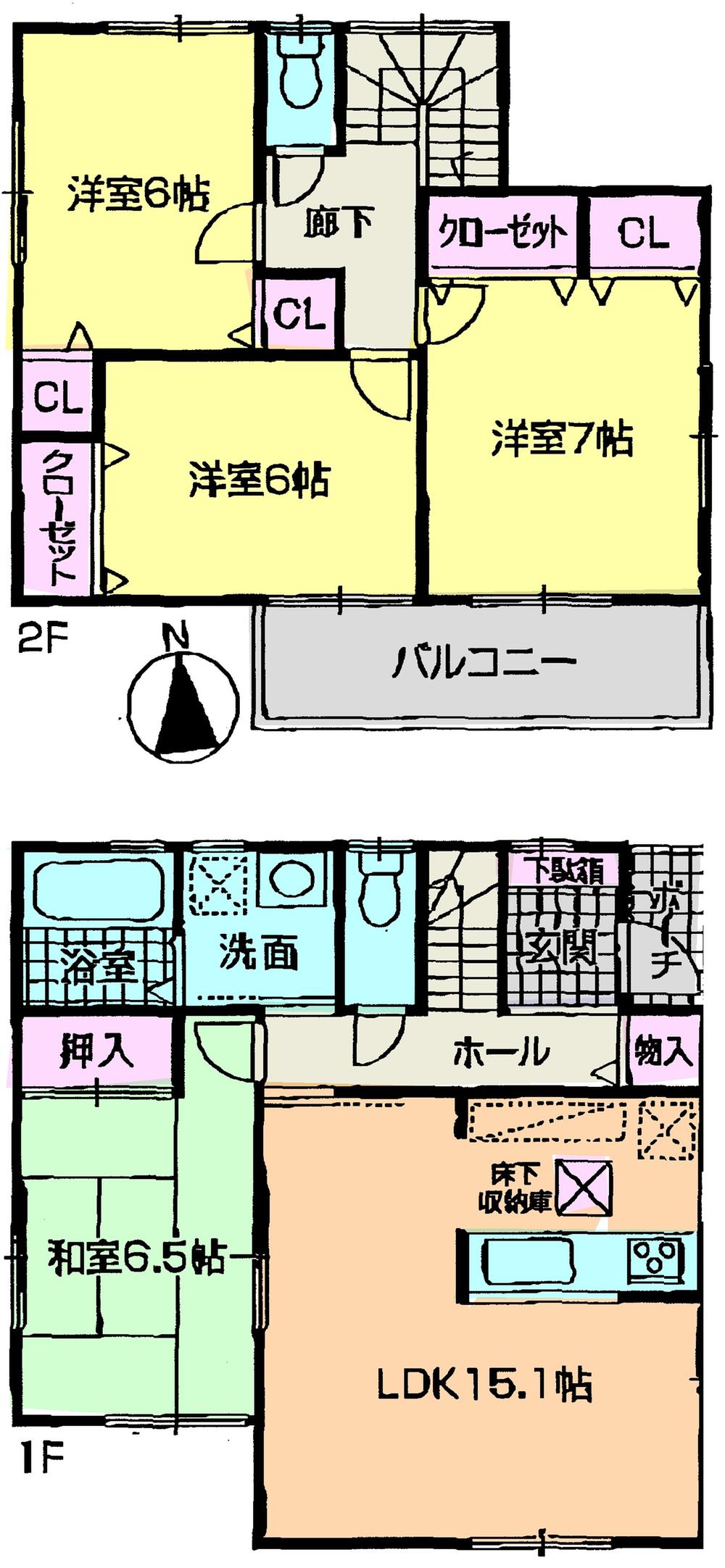 Floor plan. (Building 2), Price 30,800,000 yen, 4LDK, Land area 101.15 sq m , Building area 97.37 sq m