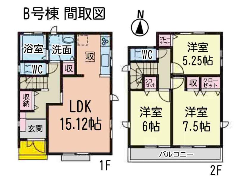 Floor plan. 23.8 million yen, 3LDK, Land area 105.87 sq m , Building area 85.49 sq m