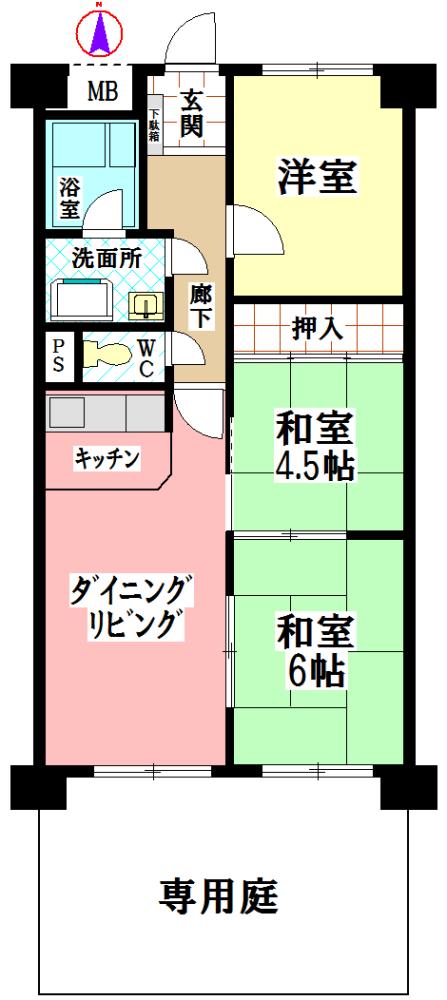Floor plan. 3LDK, Price 6 million yen, Occupied area 59.92 sq m
