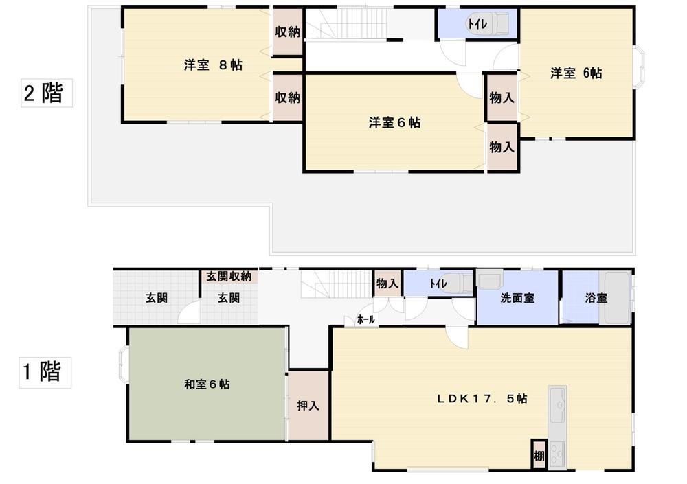 Floor plan. 33,500,000 yen, 4LDK, Land area 125.75 sq m , Building area 106.92 sq m spacious 4LDK, There veranda south over the entire surface 21 Pledge. 
