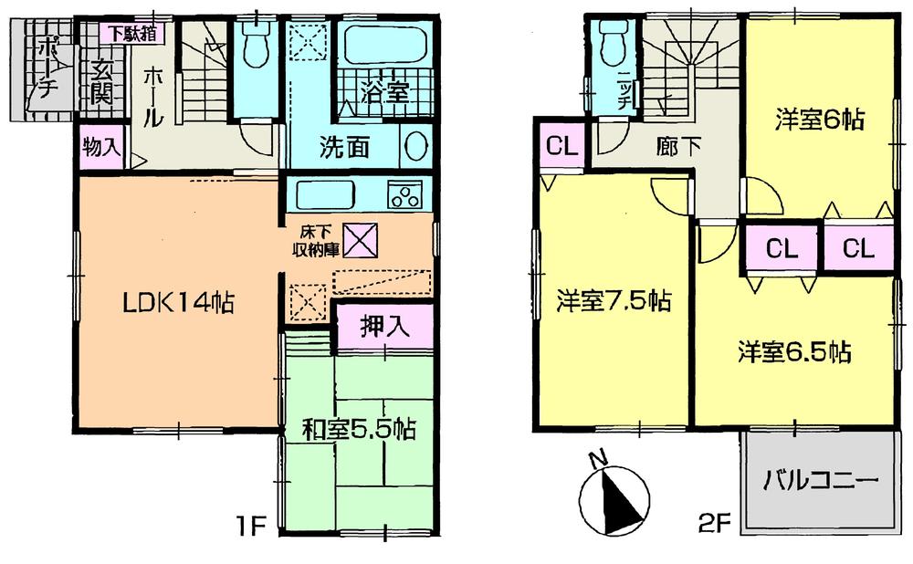 Floor plan. 25,800,000 yen, 4LDK, Land area 104.38 sq m , Building area 93.96 sq m