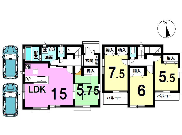 Floor plan. (Building 2), Price 29,800,000 yen, 4LDK, Land area 141.2 sq m , Building area 97.31 sq m
