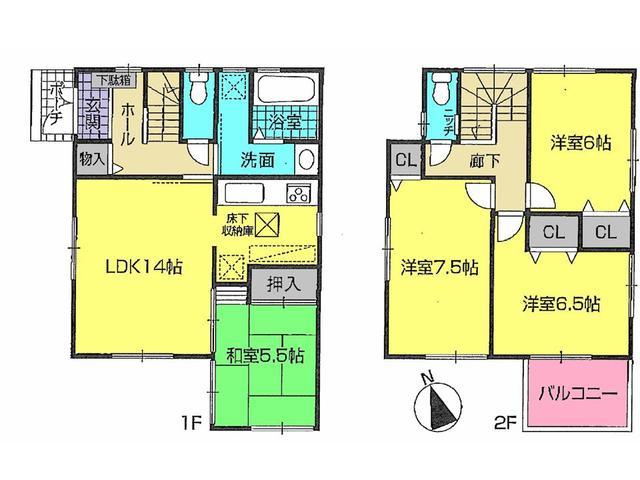 Floor plan. 25,800,000 yen, 4LDK, Land area 104.38 sq m , Building area 93.96 sq m floor plan