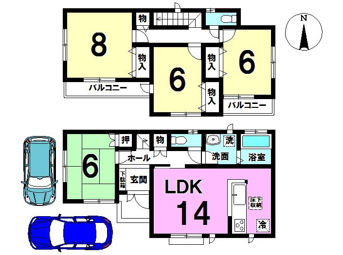 Floor plan. (A Building), Price 31,800,000 yen, 4LDK, Land area 103.26 sq m , Building area 97.73 sq m
