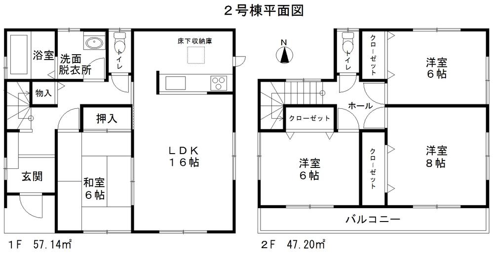 Floor plan. (Building 2), Price 28.8 million yen, 4LDK, Land area 147.46 sq m , Building area 104.34 sq m
