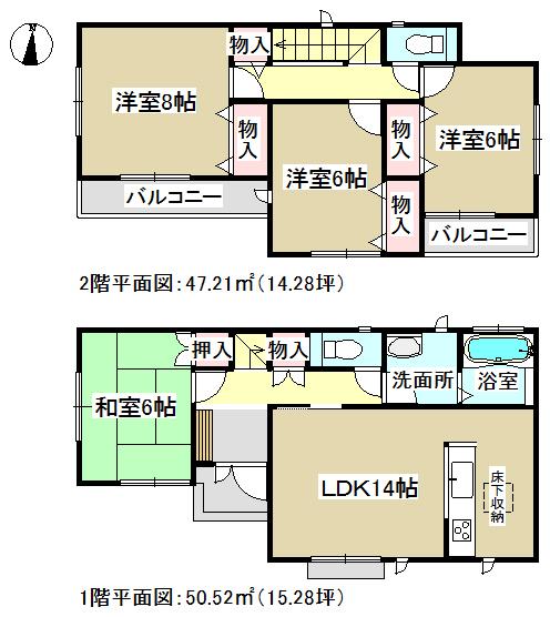 Floor plan. 31,800,000 yen, 4LDK, Land area 103.26 sq m , Building area 97.73 sq m     ● ○ ● ○ floor plan ○ ● ○ ● Popular face-to-face kitchen ・ The main bedroom spacious 8 pledge!   All the living room facing south ・ Yes south balcony! 