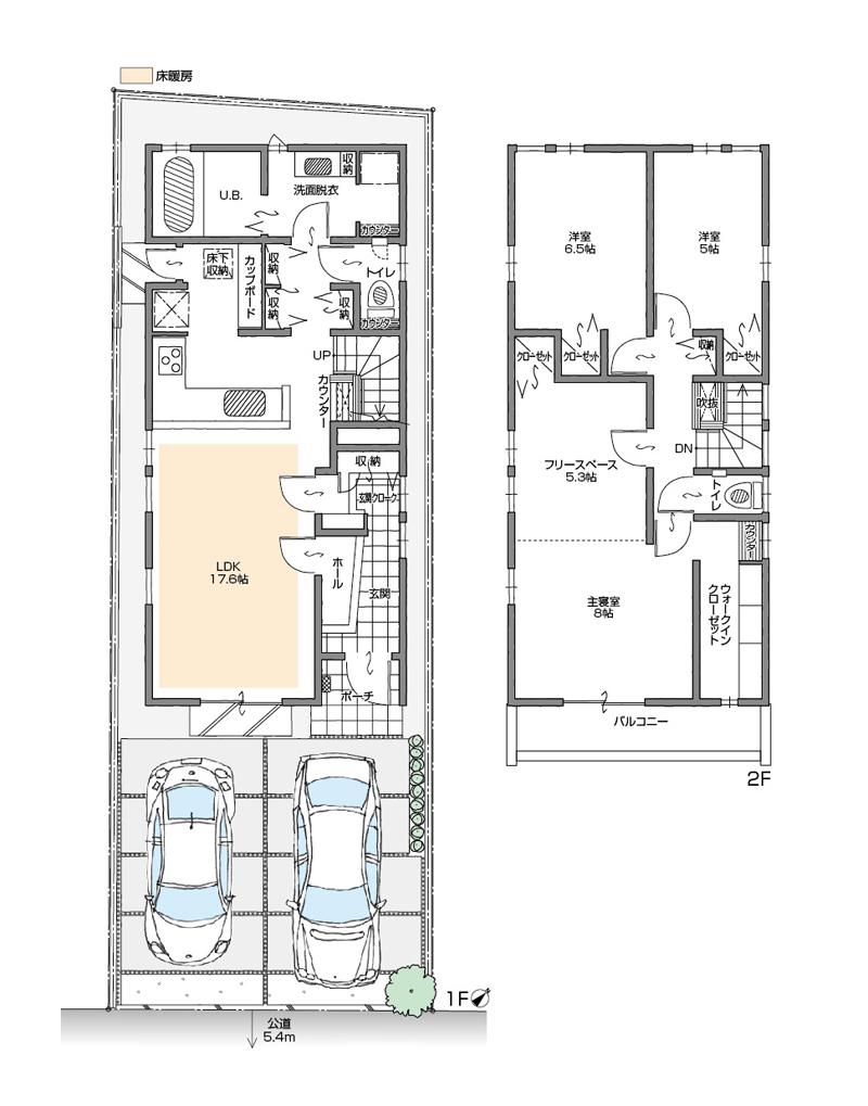 Floor plan. (A Building), Price 37,800,000 yen, 3LDK+3S, Land area 114.53 sq m , Building area 106.85 sq m