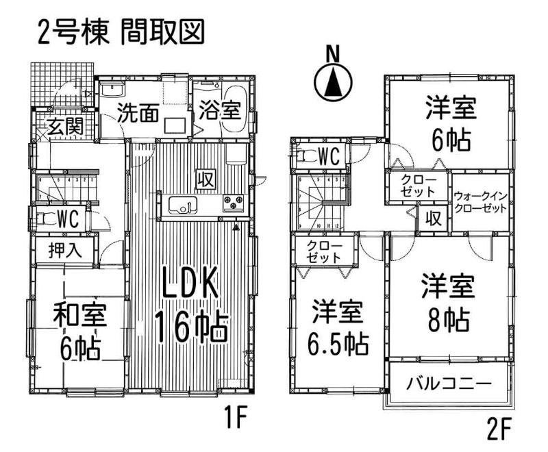 Floor plan. 36,800,000 yen, 4LDK, Land area 149.78 sq m , Spacious space in Tsuzukiai of building area 106 sq m LDK16 Pledge + Japanese-style room 6 quires There are eight pledge also main bedroom, Storage capacity pat with a walk-in closet