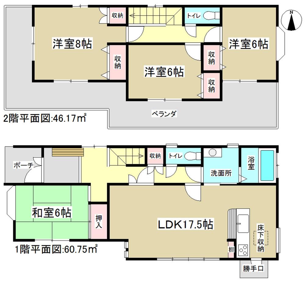 Floor plan. 33,500,000 yen, 4LDK, Land area 125.75 sq m , Building area 106.92 sq m   ◆ All the living room facing south ◆ 