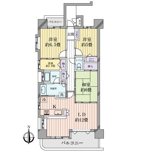 Floor plan. 3LDK + S (storeroom), Price 18,800,000 yen, Occupied area 75.02 sq m , Balcony area 13.25 sq m