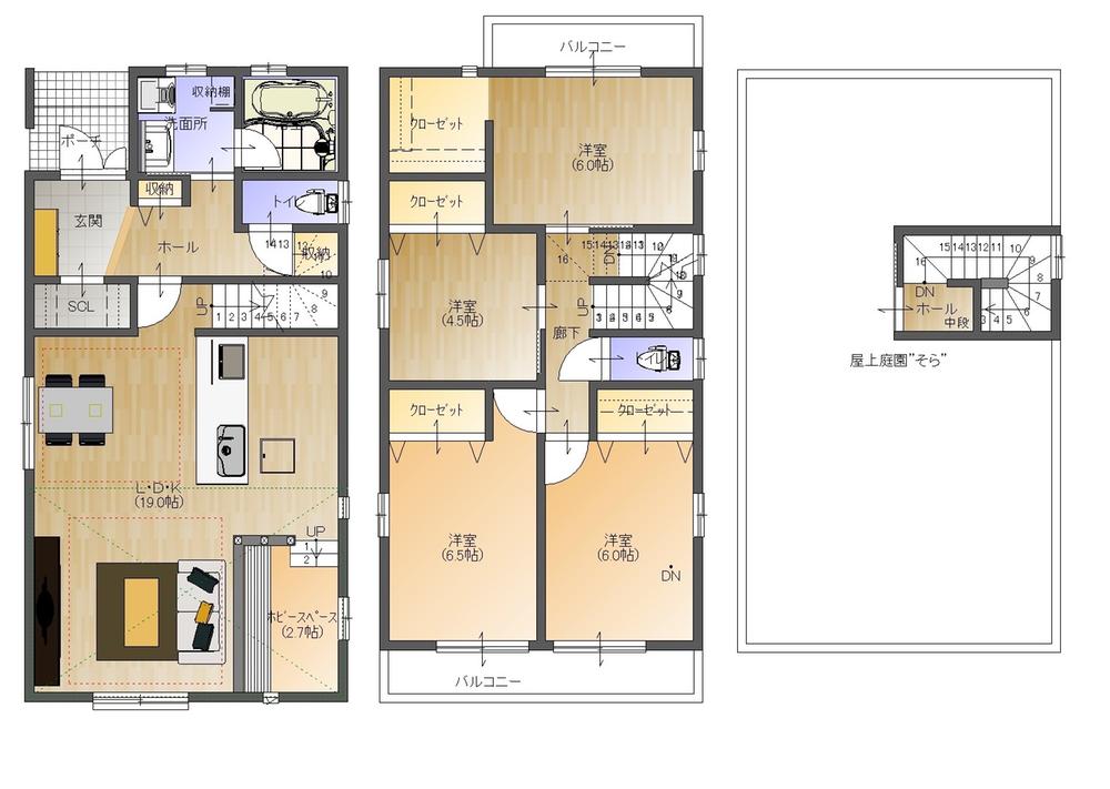 Floor plan. (A Building), Price 38,900,000 yen, 4LDK+S, Land area 127.74 sq m , Building area 115.95 sq m