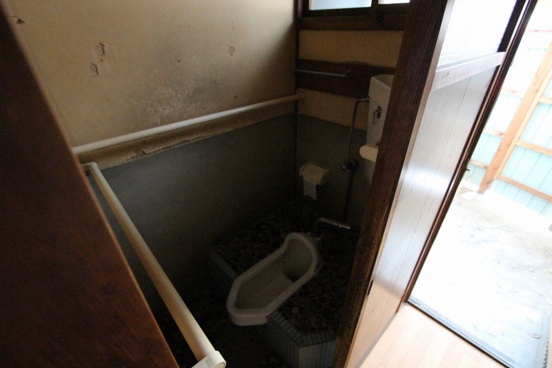 Toilet. It is a flush toilet of the Japanese-style. 