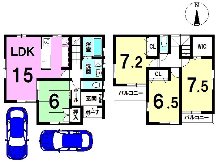 Floor plan. (1 Building), Price 28.8 million yen, 4LDK, Land area 104.7 sq m , Building area 97.37 sq m