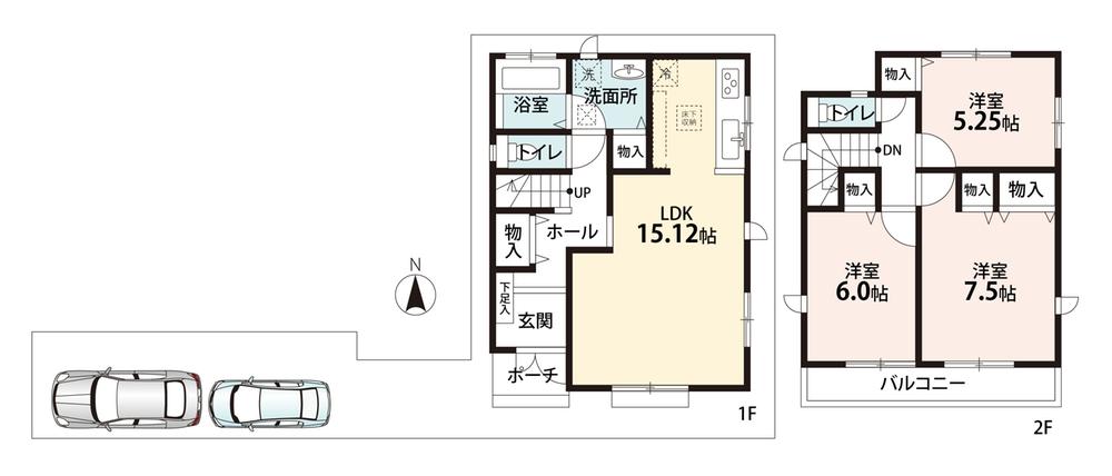 Floor plan. (B section), Price 23.8 million yen, 3LDK, Land area 105.87 sq m , Building area 85.49 sq m