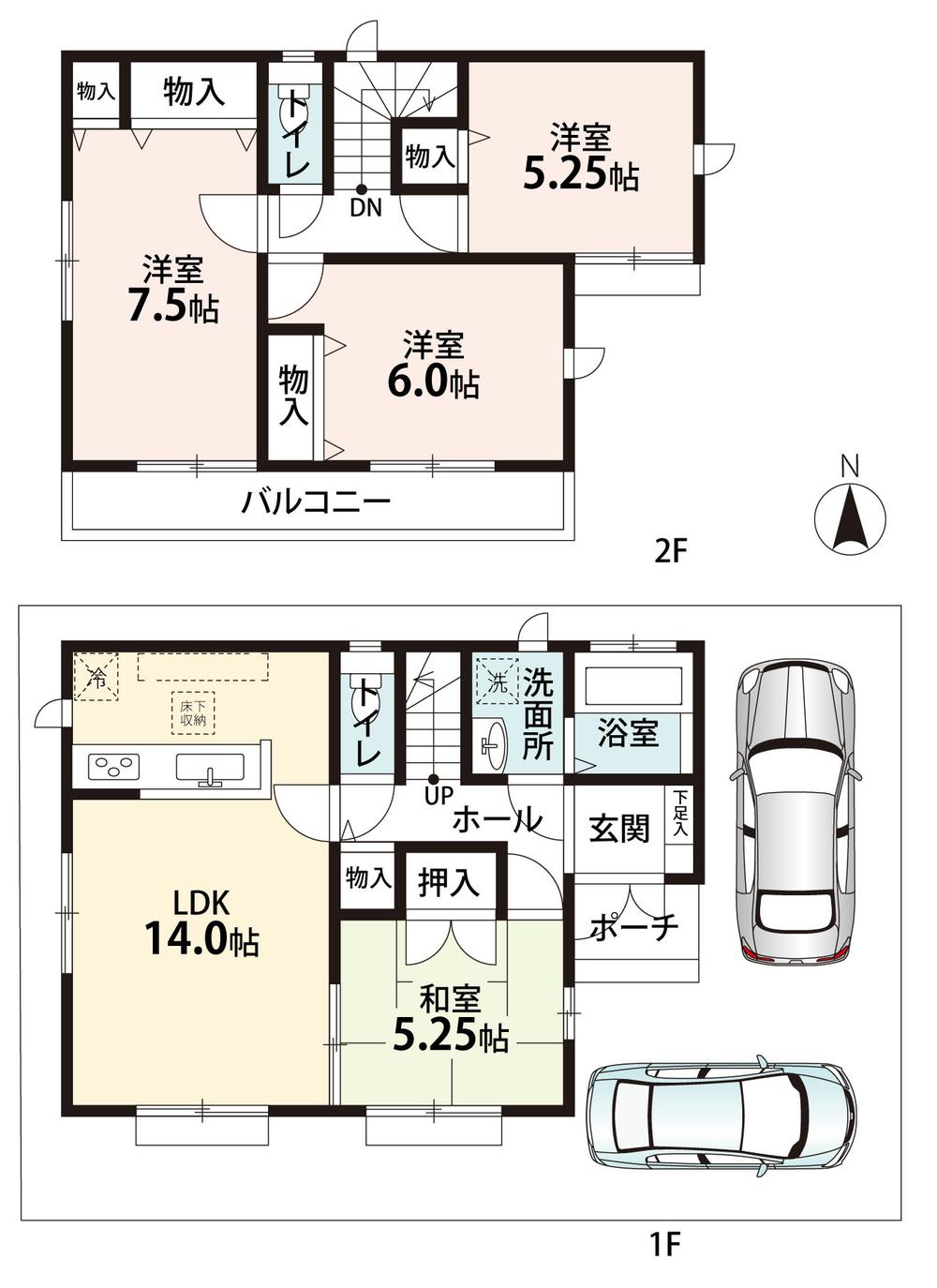 Floor plan. (E section), Price 28.8 million yen, 4LDK, Land area 100.14 sq m , Building area 91.5 sq m
