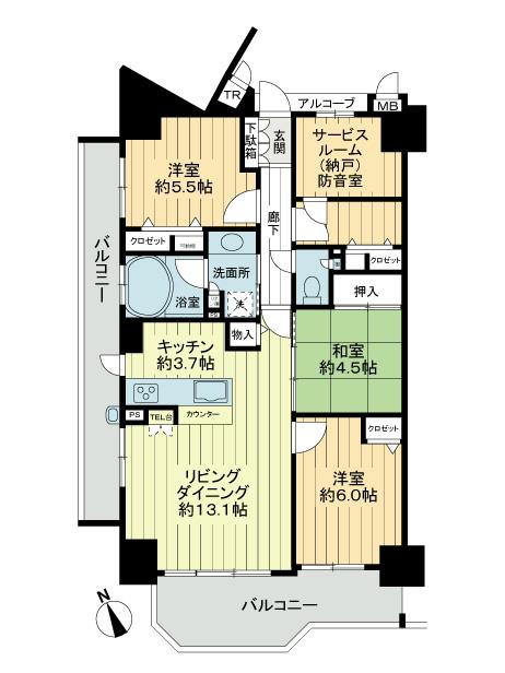 Floor plan. 4LDK, Price 23.8 million yen, Footprint 80.6 sq m , Balcony area 20.11 sq m