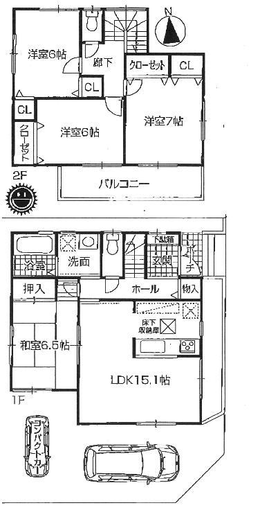 Floor plan. (Building 2), Price 30,800,000 yen, 4LDK, Land area 101.15 sq m , Building area 97.37 sq m