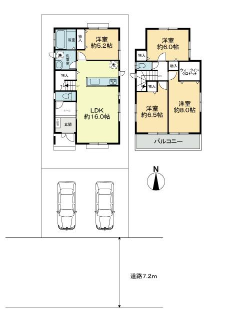 Floor plan. 34,900,000 yen, 4LDK, Land area 130.34 sq m , Building area 98.55 sq m