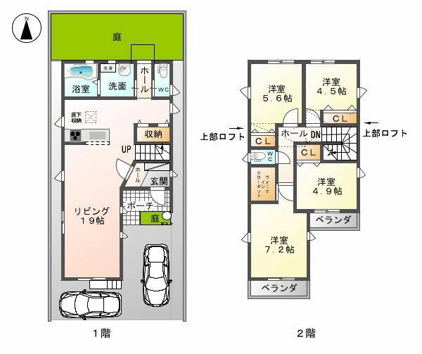 Floor plan. (1 Building), Price 32,800,000 yen, 4LDK, Land area 108.43 sq m , Building area 103.87 sq m
