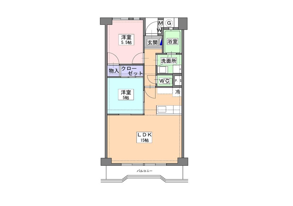 Floor plan. 2LDK, Price 10.9 million yen, Occupied area 57.75 sq m , Balcony area 6.83 sq m