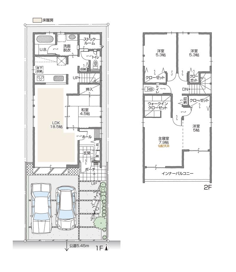 Floor plan. (A Building), Price 37,800,000 yen, 5LDK+2S, Land area 119.67 sq m , Building area 116.36 sq m