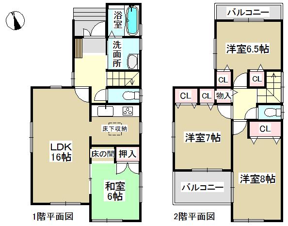 Floor plan. 28,300,000 yen, 4LDK, Land area 123.91 sq m , Building area 98.83 sq m   ◆ All room 6 quires more ◆ 
